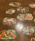 Victorian Die Cut Scraps Flowers Message Floral Lot Embossed Antique Valentine