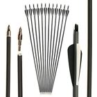 12pcs 30   Archery Carbon Arrows Hunting Broadheads 100 Grain Quiver Bow Target