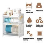 Kitchen Dish Drying Rack 3-tier Cutlery Holder Drainer Organizer With Lid Cover