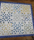 Antique Lace Lap Throw Quilt 68 x 68  Blue   Yellow 100  Cotton Fabrics