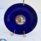 Vintage Augsburg Germany Souvenir Set 800 Silver Enamel Spoon   Small Dish