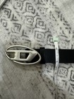 Diesel Belt Black   Silver Oval D Logo Buckle Unisex Streetwear Y2k New Narrow