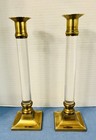 Vintage Brass   Lucite Candlestick Holders Pair Hong Kong Mid Century Modern