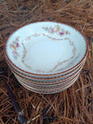 Antique Vintage 1930s Floral Gold Rimmed Occupied Japan Fruit Bowls Set Of 8