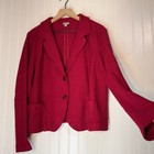 J  Jill Red Blazer Jacket L Wool Blend Two-button Knit Preppy Old Money Career