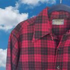Pendleton Vintage 1930 s-40 s Mens Large Wool Plaid Flannel Field Shirt Usa Red