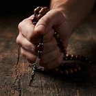 Olive Beads   Dark Red Wood Mystery Bead Rosary Necklace With Miraculous Medal