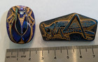 Two Vintage Empyrean Glass Iridescent Buttons  Grasshopper   Cicada 40 - 50 Mm