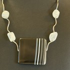 Sterling Silver Agate Mother Of Pearl Pendant Necklace 20    Toggle Clasp