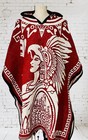 Mexican Poncho Calendario Azteca With Hoodie Size Fits All Sarape Double Sided