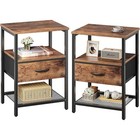 Nightstand Set Of 2 Fabric Drawer Storage Table Mesh Shelf Home Furniture New