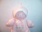 Vtg Prestige Baby Flower Baby Doll Pink Tulip Bunny Slippers Bow Plush Lovey -ex