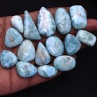 16 Pcs Natural Larimar Untreated 22mm-35mm Glossy Cabochon Loose Gemstones Lot