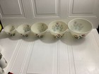 Lot Of 5 Vintage Fire King Multicolor Tulips Round Small To Large Mixing Bowls