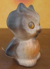 Owl Mini Figurine 2-1 4 Brown Glass Eyes Us Pottery Ceramic