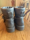 Frye Gray Leather Combat Boots For Women With Buckles And Studs