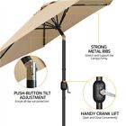Patio Umbrella Market Umbrella W  Push Button Tilt And Crank  Table Umbrella