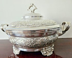 Vintage Simpson Hall Miller   Co Silver Plate Serving Dish W Footed Base 