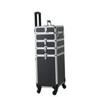 New 4in1 Aluminum Rolling Makeup Adjustable Dividers Cosmetic Train Case Trolley