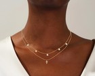 Cross Necklace For Women 14k Gold Plated Layered Necklaces For Women Dainty Cros