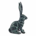 Large Rabbit Figurine Garden Statue Heavy Duty Cast Iron Verdigris Green 10 5 