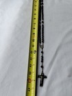 Vintage 1940s Rosary Black Beads Made In France Silver Pendants Christian