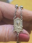 Vintage Sterling Silver Scapular Rosary Sacred Heart Mt Carmel Silver Beads