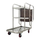 Janitor Cleaning Cart With Oxford Cloth Bag 3 Shelves Housekeep Stainless Steel 
