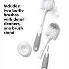 Tot Bottle Brush With Nipple Cleaner And Stand     Gray  2-pack