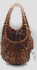 Boho 1970s Large Natural Wicker Rattan Woven Oblong 31  Hanging Wall Basket