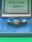 Vintage Bulova Ladies Art Deco Watch Speidel Bracelet Fifth Avenue Box Untested