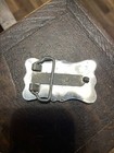 Vintage Horse And Horseshoe Belt Buckle Silver Tone Black Brass Look Small