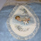 Vintage Baby Nursery Decor Wall Hanging Fabric Organizer  flawed  C6
