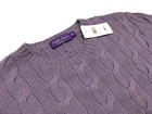 Purple Label Ralph Lauren 100  Cashmere Knit Cable Sweater Gentleman Lavender