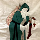 Vintage Handmade Old World Christmas Quilted Wall Hanging Gift Giver- Signed