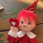 Vintage Japan 1950s White Red Christmas Elf Pixie Doll Ornament Heart Rare 
