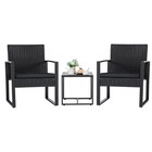 3-piece Outdoor Wicker Patio Furniture Set - Black Bistro Chairs For Garden   De
