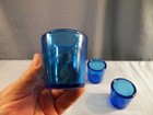 Lot Of 4 Blue Glass Plain Votive Candle Holders