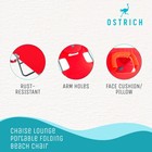 Ostrich Chaise Lounge  Facedown Beach Camping Pool Tanning Chair  Red  open Box 
