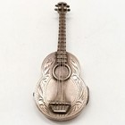 Vintage Sterling Silver Novelty Acoustic Guitar Pill Box - 8cm   20 6g