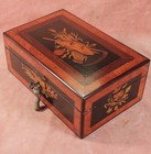 Antique C1850 Fine Inlaid Wood Marquetry Jewellery Box French Napoleon 111 