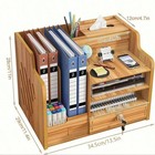 Bamboo Desktop Storage Box Locked Drawer Organizer Pen Holder File