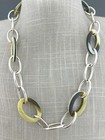 Vintage Ralph Lauren Necklace Chunky Buffalo Horn Silver Tone Link Signed 19   