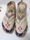 1890-1910s Antique Sioux Indian Full Quilled   Beaded Moccasins - Mint  
