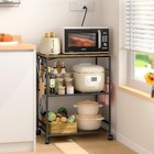 Rolling Kitchen Microwave Cart W  Power Outlet Storage Utility Cart On Wheels Us