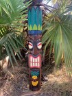2 Set Of Hand Carved Wooden Tiki Totem Masks Tropical Bar Patio Decor 39 x 6 in