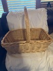 Vtg Extra Large Rectangular Wicker Basket With Handle 24   x 18 5   