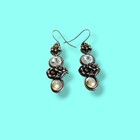 Signed Berebi Clear Rivoli Earrings Art Nouveau Style Flower Floral Dangle Drop