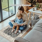 Washable Runner Rug For Hallways Kitchen Rugs 2x6 Black Beige - Non-slip Stain