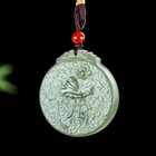 Natural Hetian Jade Icy Green Hand Carved Pendant Chinese Village Dog       